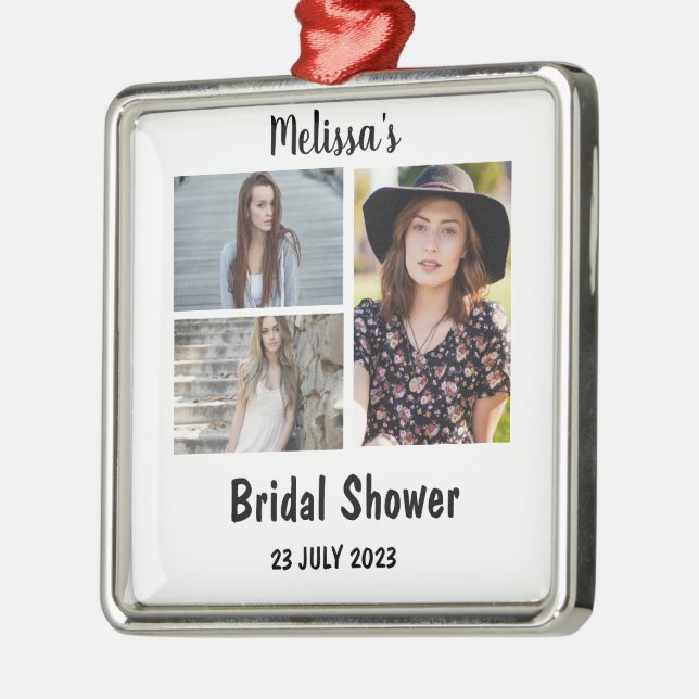 Ornamento De Metal Colagem de Fotos do Chá de panela 3 Personalizado (Esquerda)