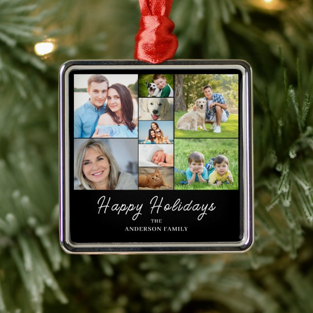 Ornamento De Metal Colagem de Fotos Natal 9 (Árvore)
