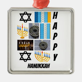 Ornamento De Metal Colagem de Fotos Personalizada Moderna do Hanukkah