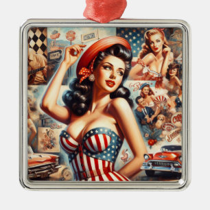 Ornamento De Metal Colagem de Pinos-Up da American Girl