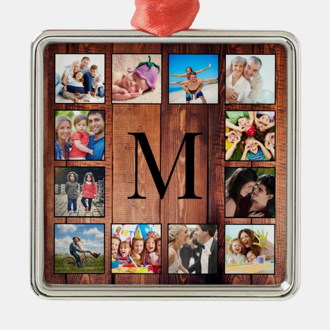 Ornamento De Metal Colagem Fotográfica Personalizada da Família Madei (Frente)