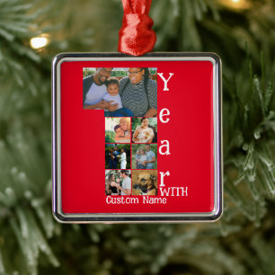 Ornamento De Metal Colagem personalizada de 1rua de aniversário de 7 