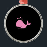 Ornamento De Metal Colar da baleia de Glow_Pink-on-Black do oceano<br><div class="desc">Decore sua árvore do feriado com um fulgor atraente do oceano, ícones marítimos, enfeites de natal cor-de-rosa-em-pretos do prêmio do design da baleia. Ou, vestir-los gostam de uma colar. Nenhum solha! É inteiramente customizável, demasiado. Você pode mudar o tamanho, posição, cor, e, o número de baleias cor-de-rosa, junto com a...</div>