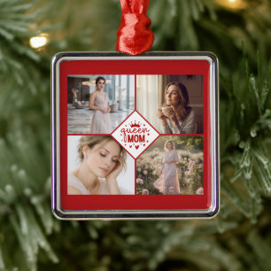 Ornamento De Metal Colar Personalizado com Colagem de Fotos da Mãe Ra