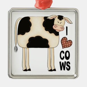 Ornamento De Metal Coleção do Natal eu amo vacas