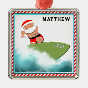 Ornamento De Metal Colecionável de Natal de Surf