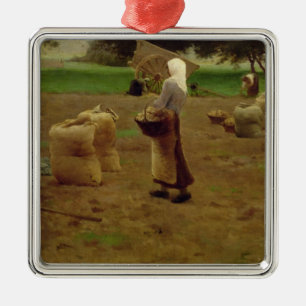 Ornamento De Metal Colhendo batatas