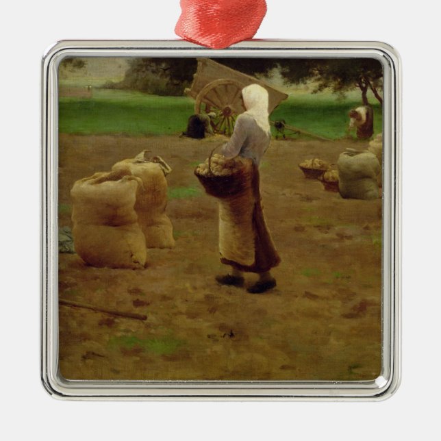 Ornamento De Metal Colhendo batatas (Frente)