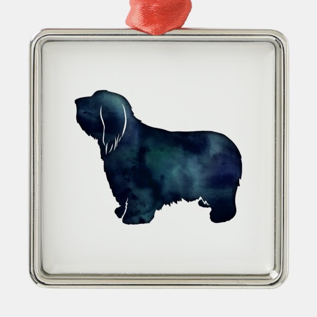Ornamento De Metal Collie Dog Breed Silhouette Black (Frente)