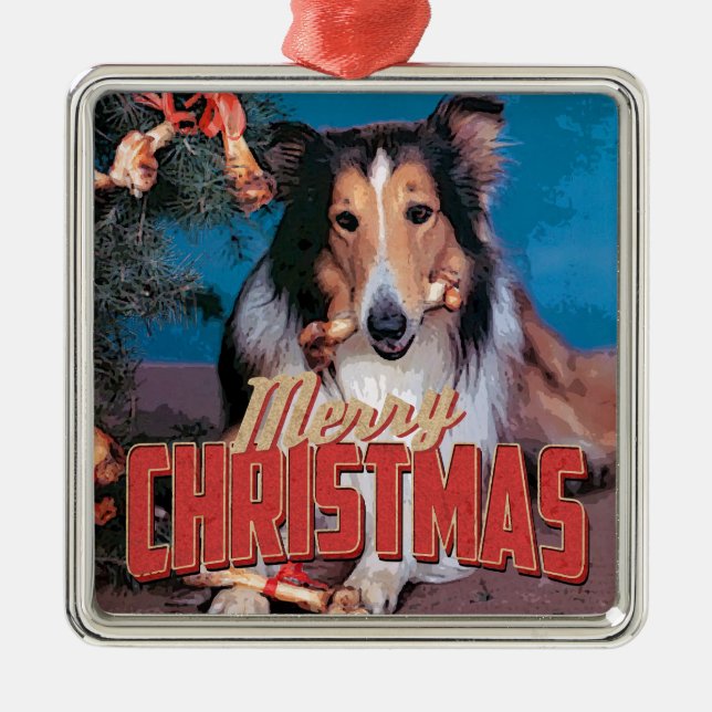 Ornamento De Metal Collie Dog Metal Ornament (Frente)