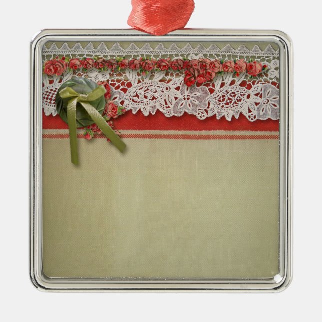 Ornamento De Metal Colmeia Vermelha Rústica Rústica de Rosa antigo (Frente)