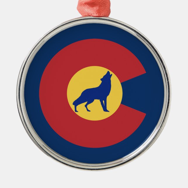 Ornamento De Metal Colorado Wolf (Frente)