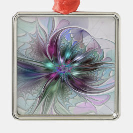 Ornamento De Metal Colorida Fantasy Abstrato Moderna Flor Fractal