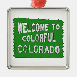 Ornamento De Metal Colorir sinal verde de boas-vindas do Colorado