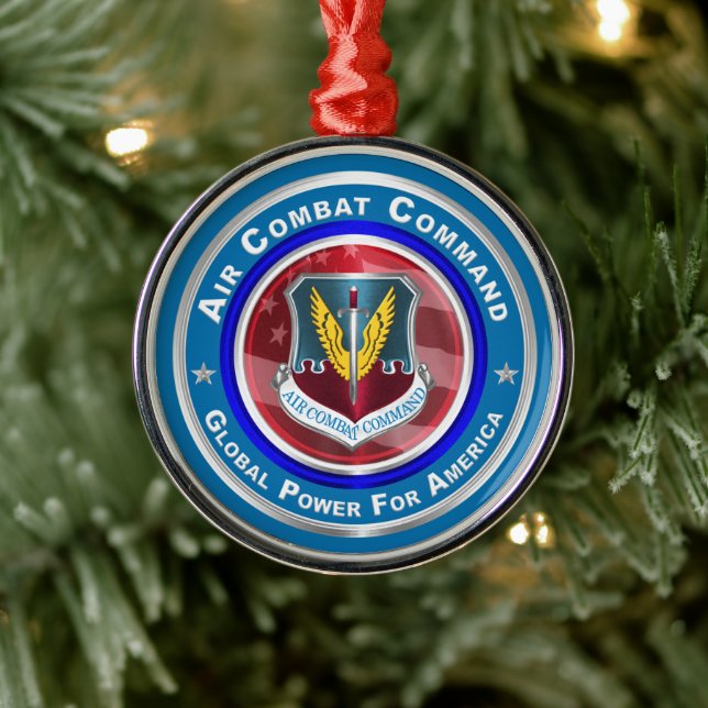 Ornamento De Metal Comando de Combate Aéreo Natal Personalizado (Árvore)