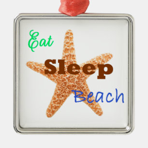 Ornamento De Metal Come Sleep Beach - Square/Red Ornament