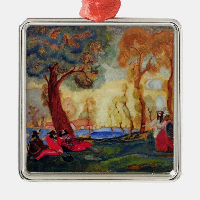 Ornamento De Metal Comediantes judaicos que descansam, 1910s (Frente)