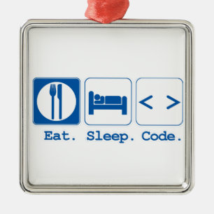 Ornamento De Metal comer dormir codificar (html)