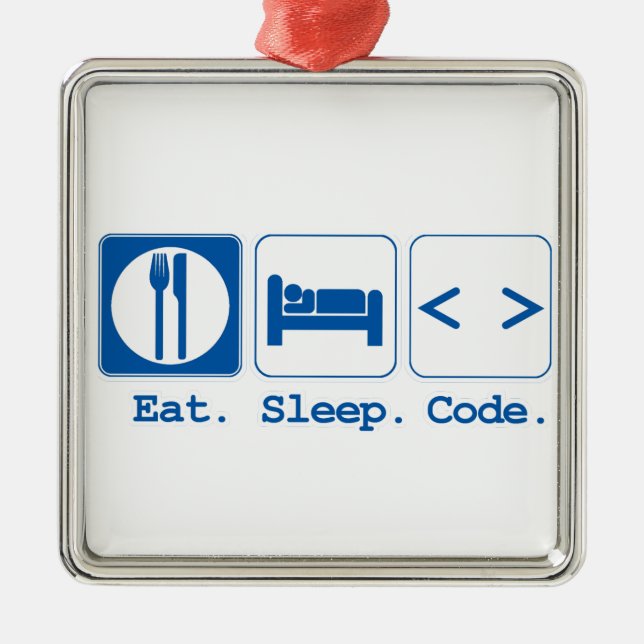 Ornamento De Metal comer dormir codificar (html) (Frente)