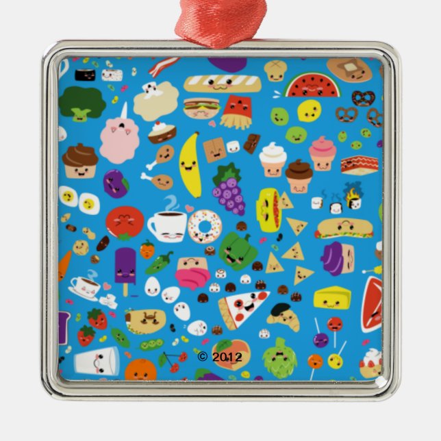 Ornamento De Metal Comida feliz (Frente)