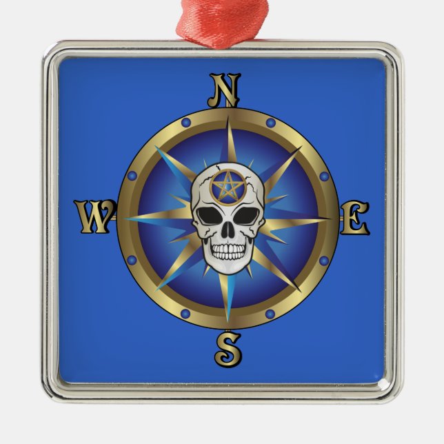 Ornamento De Metal Compass do crânio (Frente)