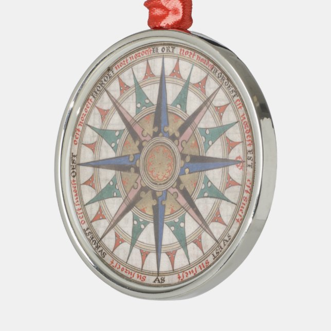 Ornamento De Metal Compass Náutico Histórico (1543) (Esquerda)