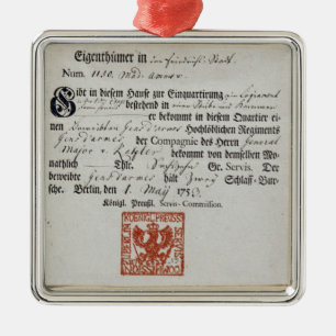 Ornamento De Metal Comprovante de aquartelamento, 1759
