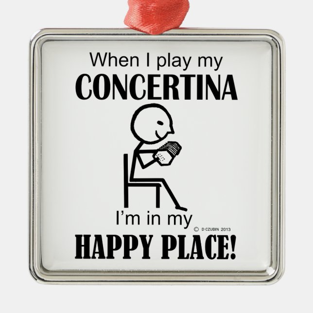 Ornamento De Metal Concertina Happy Place (Frente)