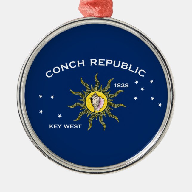 Ornamento De Metal Conch Republic Flag Key West Florida (Frente)