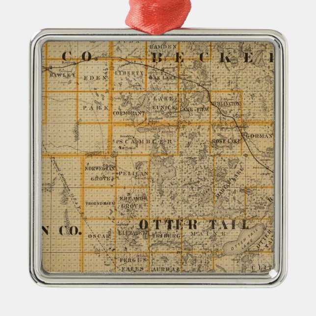Ornamento De Metal Condados da argila, Wilkin, Becker, Minnesota (Frente)
