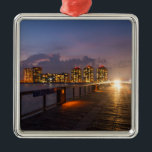 Ornamento De Metal Condução Em Navarre Beach Pier<br><div class="desc">Um carro de utilidade pública ou UTV dirigindo pelo Pier de Pesca Navarre Beach logo após o pôr do sol durante a hora do crepúsculo. Estou olhando para os condomínios na praia Navarra na Flórida. Procurando mais impressões ou produtos? Sinta-se livre para visitar minha loja: http://www.zazzle.com/timelessmomentsphtgy Esta foto foi tirada...</div>