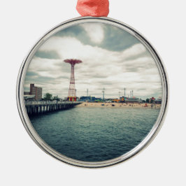 Ornamento De Metal Coney Island Beach Panorama