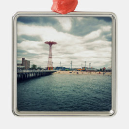 Ornamento De Metal Coney Island Beach Panorama