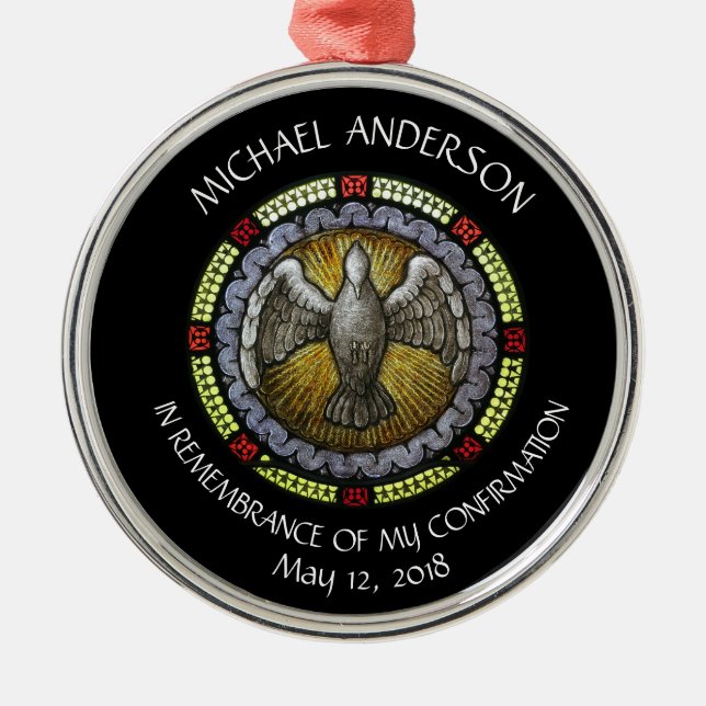 Ornamento De Metal Confirmação RCIA do Vidro Conservado Espírito Sant (Frente)