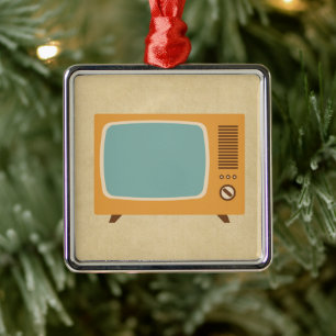 Ornamento De Metal Conjunto de Televisão Retroativo