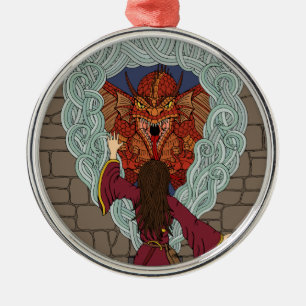 Ornamento De Metal Conjurando o Dragão