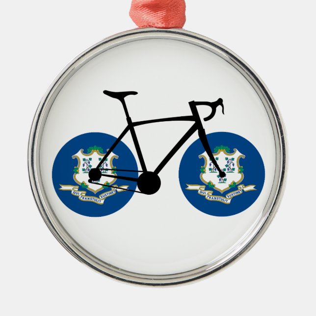 Ornamento De Metal Connecticut Flag Cycling (Frente)