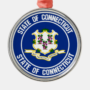 Ornamento De Metal Connecticut Round Emblem