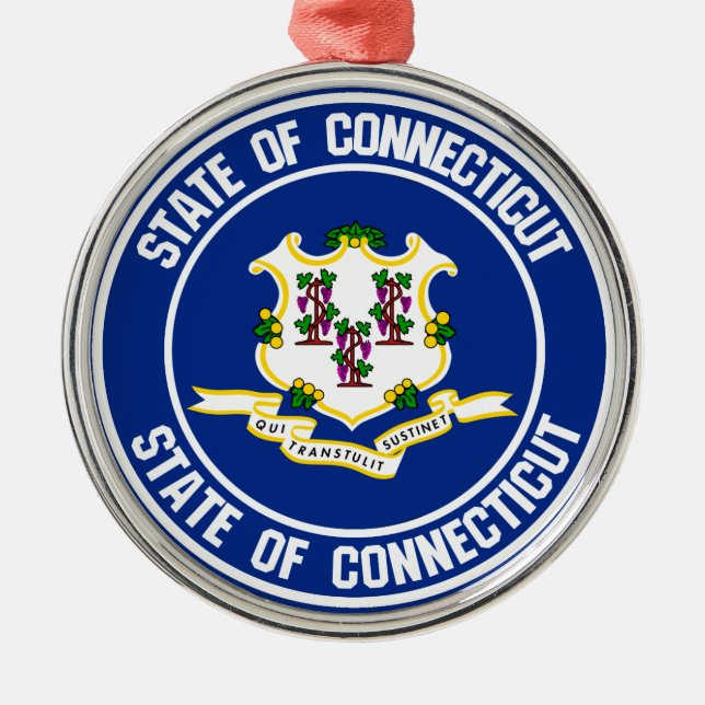 Ornamento De Metal Connecticut Round Emblem (Frente)