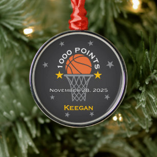 Ornamento De Metal Conquista de 1000 Pontos no Basquete Personalizada