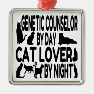 Ornamento De Metal Conselheiro Genético Cat Lover