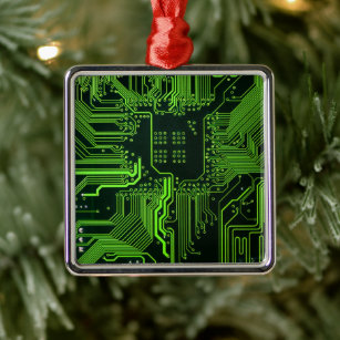 Ornamento De Metal Conselho do circuito do computador legal verde