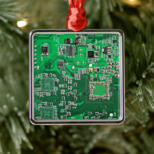 Ornamento De Metal Conselho do circuito do Geek do computador verde