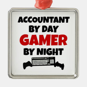 Ornamento De Metal Contador por Day Gamer por Noite