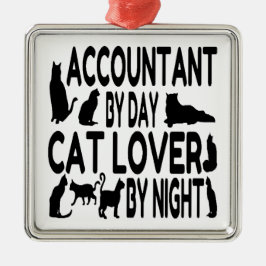 Ornamento De Metal Contador por Dia Cat Lover por Noite