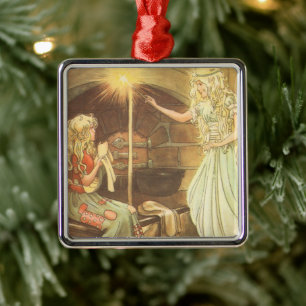 Ornamento De Metal Conto de fadas do vintage, Cinderella e madrinha