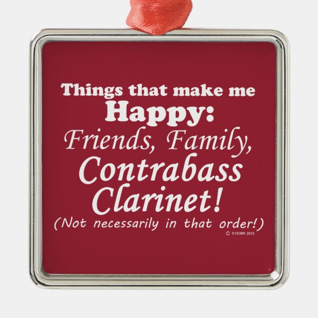 Ornamento De Metal Contrabando Clarinet Me Torna Feliz (Frente)