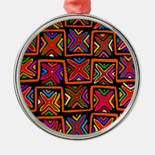 Ornamento De Metal Controlos tribais de Kuna Indian Mola - Vermelho