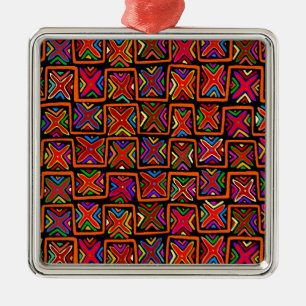Ornamento De Metal Controlos tribais de Kuna Indian Mola - Vermelho