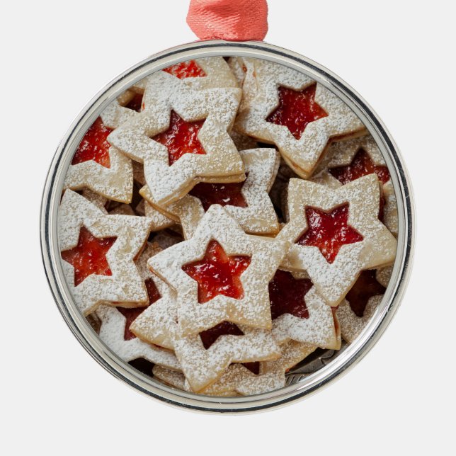 Ornamento De Metal Cookies de Natal nas Estrelas (Frente)